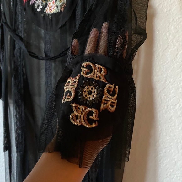 Black dress with embroidery, transparent - Picture 2 of 10